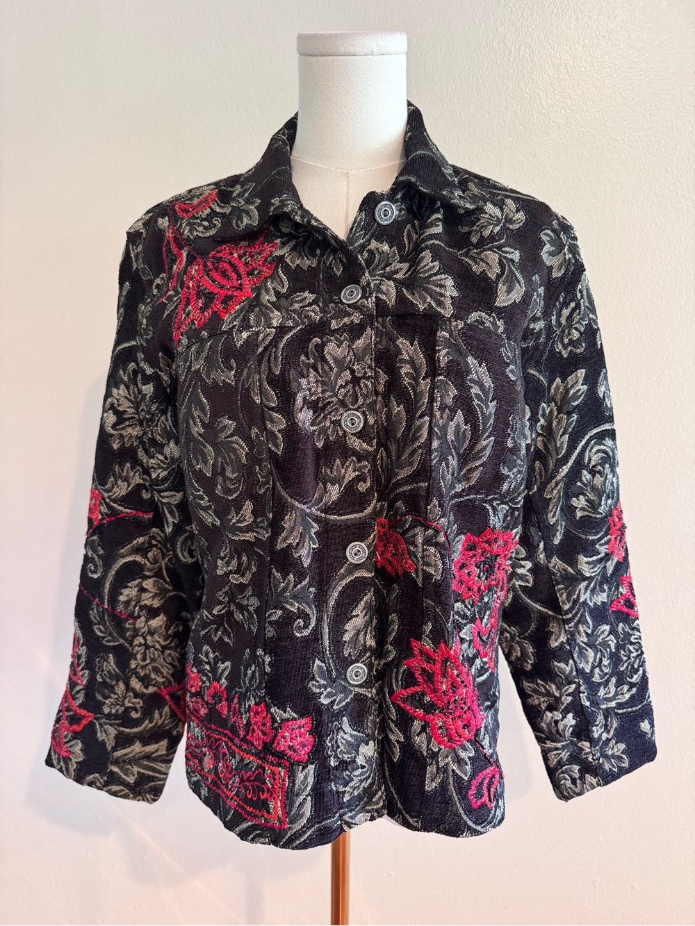Chico’s tapestry embroidered beaded jacket Y2K - Size M